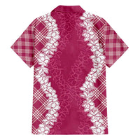 Hawaii Aloha Plumeria Lei Fuschia Palaka Family Matching Long Sleeve Bodycon Dress and Hawaiian Shirt LT7 - Polynesian Pride