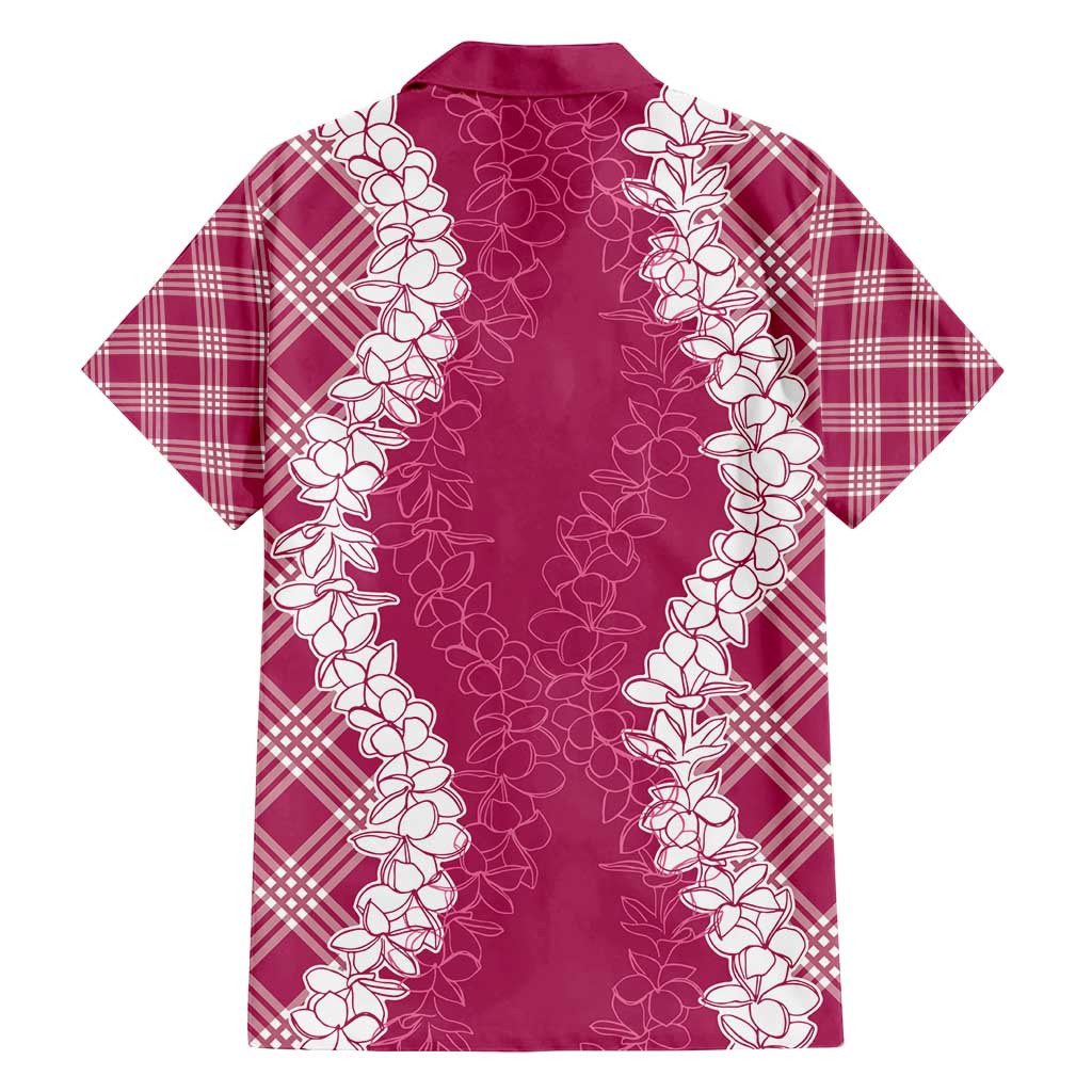 Hawaii Aloha Plumeria Lei Fuschia Palaka Family Matching Off Shoulder Maxi Dress and Hawaiian Shirt LT7 - Polynesian Pride