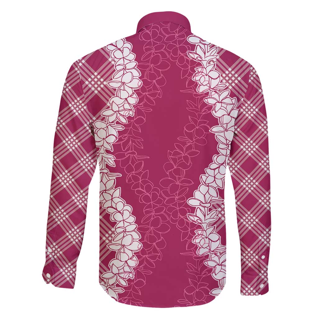Hawaii Aloha Plumeria Lei Fuschia Palaka Family Matching Off Shoulder Maxi Dress and Hawaiian Shirt LT7 - Polynesian Pride