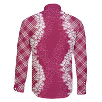 Hawaii Aloha Plumeria Lei Fuschia Palaka Family Matching Puletasi and Hawaiian Shirt LT7 - Polynesian Pride