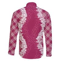 Hawaii Aloha Plumeria Lei Fuschia Palaka Family Matching Short Sleeve Bodycon Dress and Hawaiian Shirt LT7 - Polynesian Pride