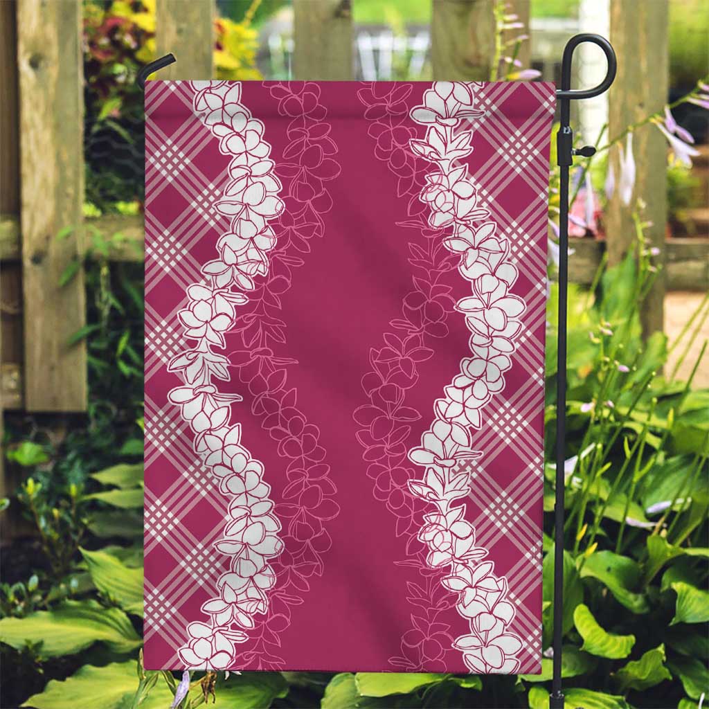 Hawaii Aloha Plumeria Lei Fuschia Palaka Garden Flag - Polynesian Pride