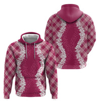 Hawaii Aloha Plumeria Lei Fuschia Palaka Hoodie - Polynesian Pride