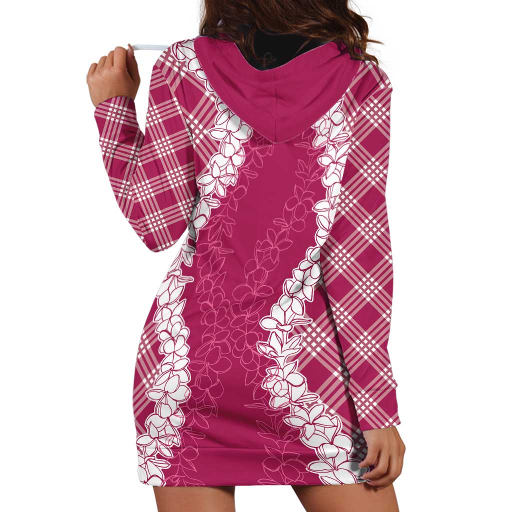 Hawaii Aloha Plumeria Lei Fuschia Palaka Hoodie Dress - Polynesian Pride