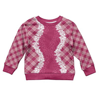 Hawaii Aloha Plumeria Lei Fuschia Palaka Kid Ugly Christmas Sweater LT7 Kid Fuschia - Polynesian Pride