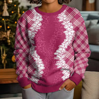 Hawaii Aloha Plumeria Lei Fuschia Palaka Kid Ugly Christmas Sweater LT7 - Polynesian Pride