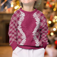 Hawaii Aloha Plumeria Lei Fuschia Palaka Kid Ugly Christmas Sweater LT7 - Polynesian Pride