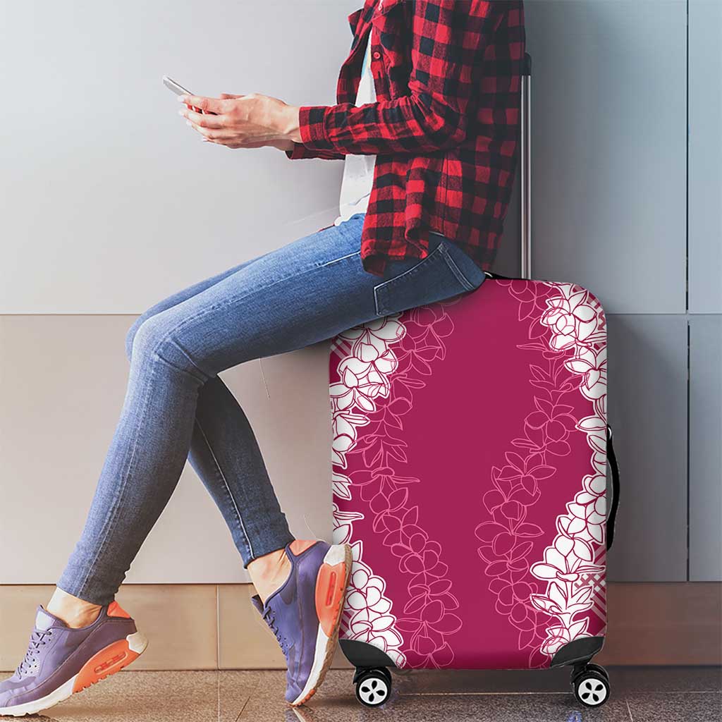 Hawaii Aloha Plumeria Lei Fuschia Palaka Luggage Cover - Polynesian Pride
