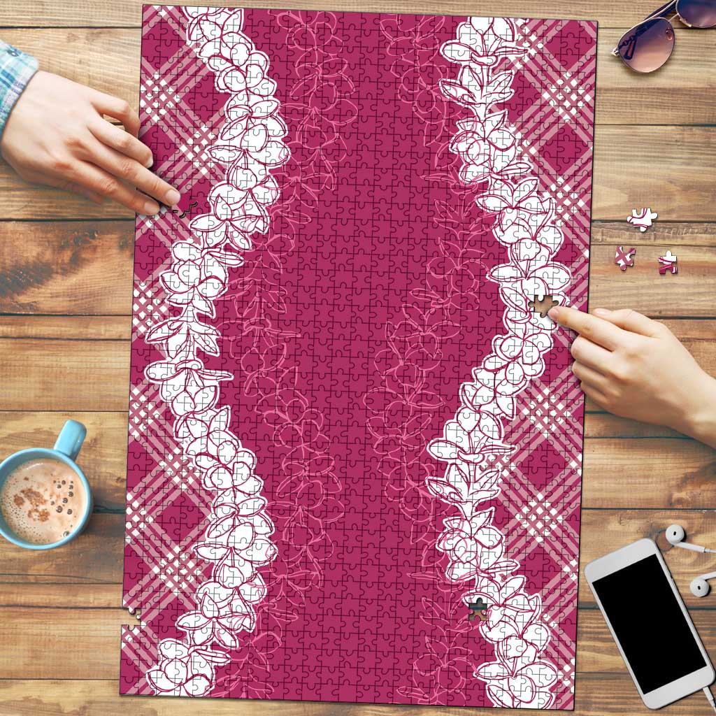 Hawaii Aloha Plumeria Lei Fuschia Palaka Puzzle - Polynesian Pride