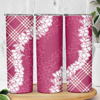 Hawaii Aloha Plumeria Lei Fuschia Palaka Skinny Tumbler - Polynesian Pride