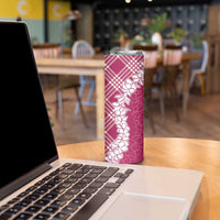 Hawaii Aloha Plumeria Lei Fuschia Palaka Skinny Tumbler - Polynesian Pride
