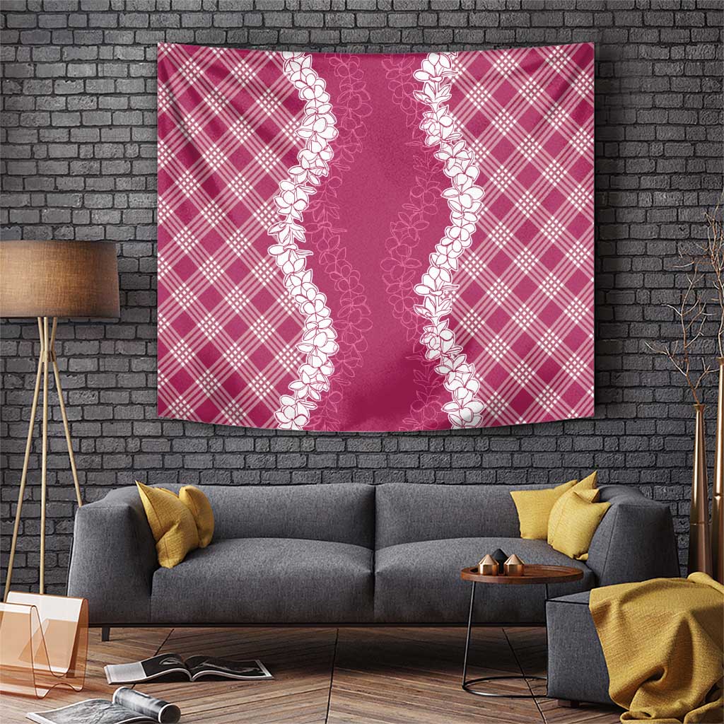 Hawaii Aloha Plumeria Lei Fuschia Palaka Tapestry - Polynesian Pride