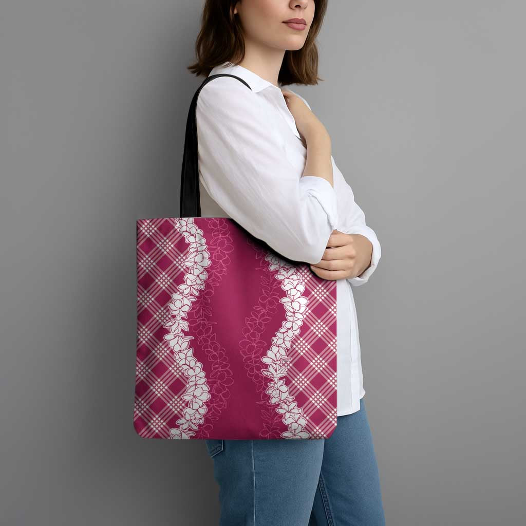 Hawaii Aloha Plumeria Lei Fuschia Palaka Tote Bag LT7 - Polynesian Pride