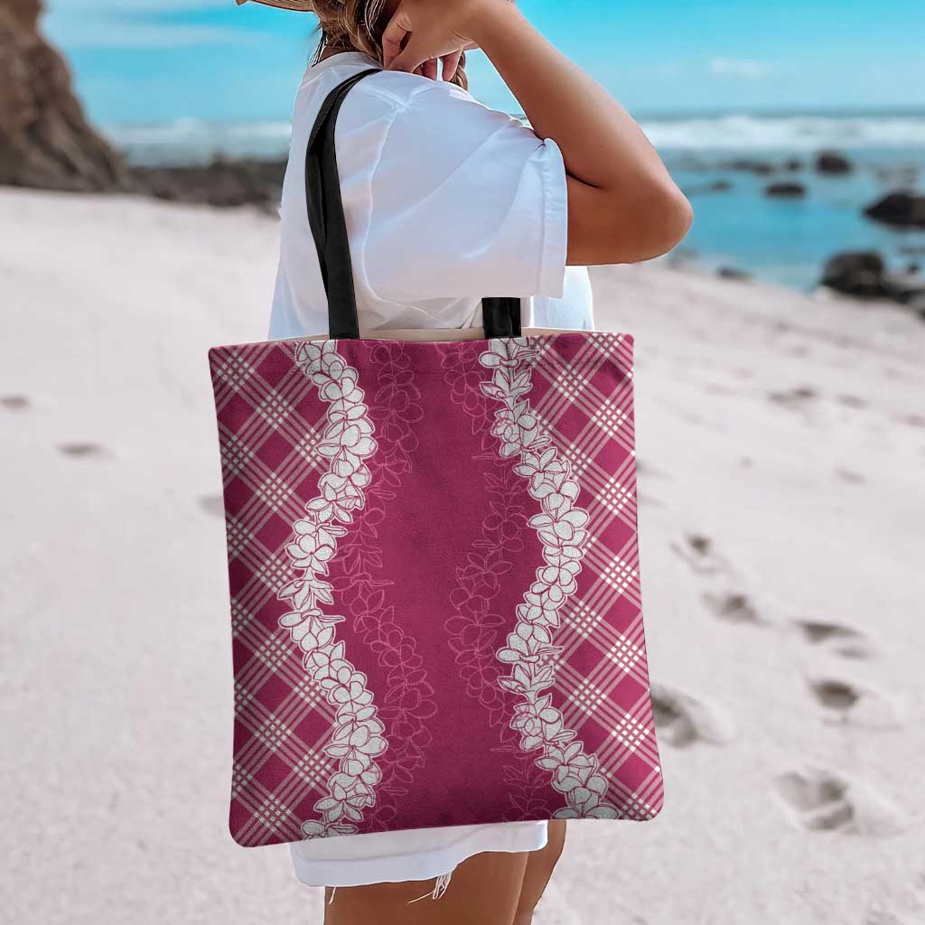 Hawaii Aloha Plumeria Lei Fuschia Palaka Tote Bag LT7 - Polynesian Pride