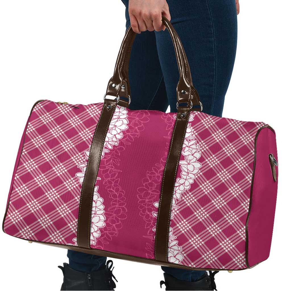 Hawaii Aloha Plumeria Lei Fuschia Palaka Travel Bag - Polynesian Pride