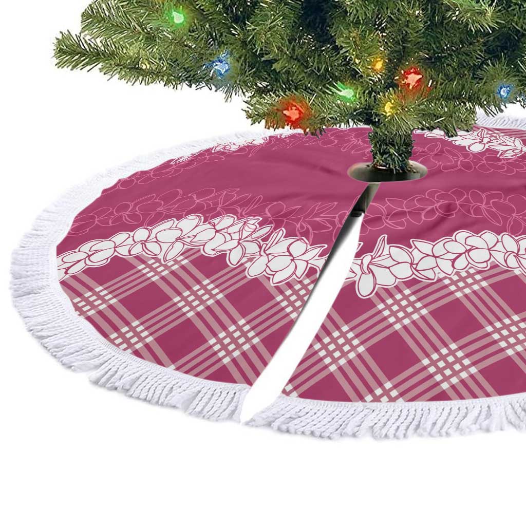 Hawaii Aloha Plumeria Lei Fuschia Palaka Tree Skirt - Polynesian Pride