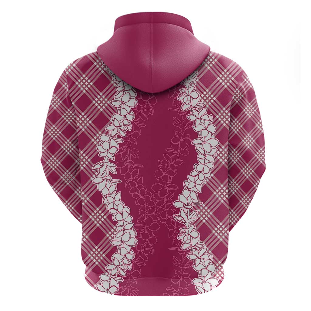 Hawaii Aloha Plumeria Lei Fuschia Palaka Zip Hoodie - Polynesian Pride