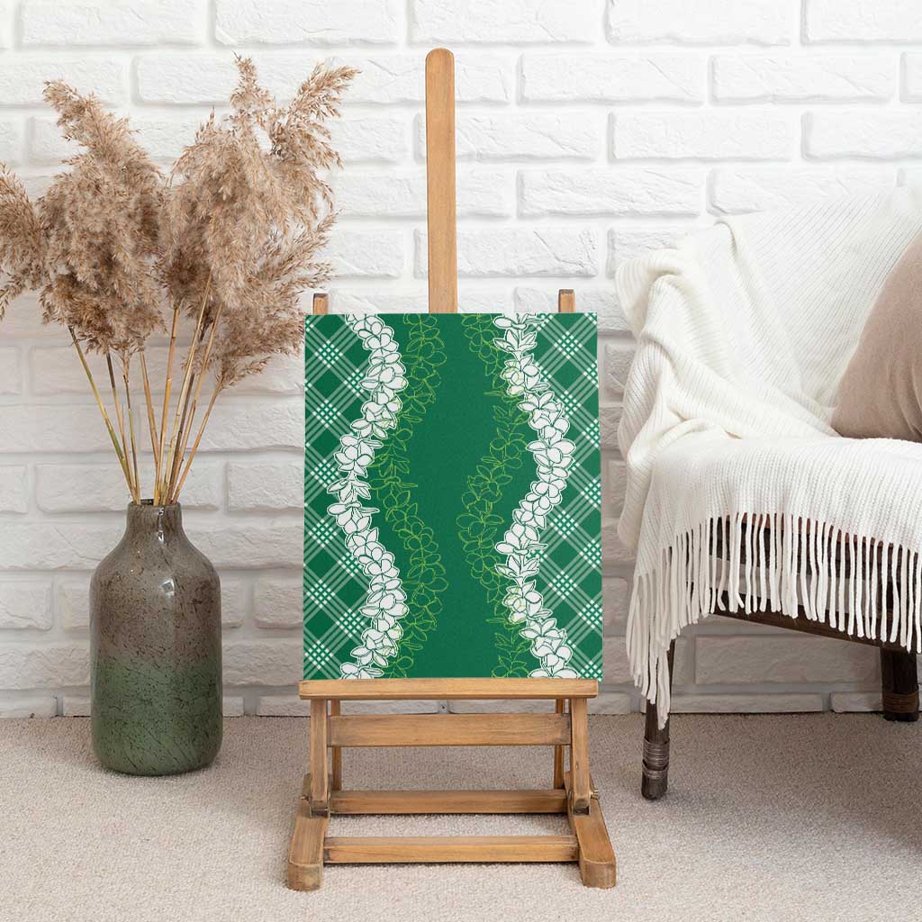 Hawaii Aloha Plumeria Lei Green Palaka Canvas Wall Art - Polynesian Pride
