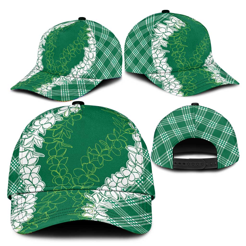 Hawaii Aloha Plumeria Lei Green Palaka Classic Cap - Polynesian Pride