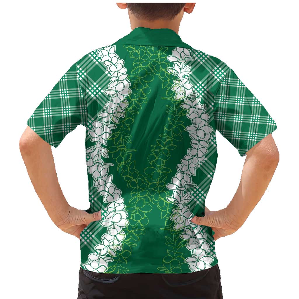 Hawaii Aloha Plumeria Lei Green Palaka Family Matching Mermaid Dress and Hawaiian Shirt LT7 - Polynesian Pride