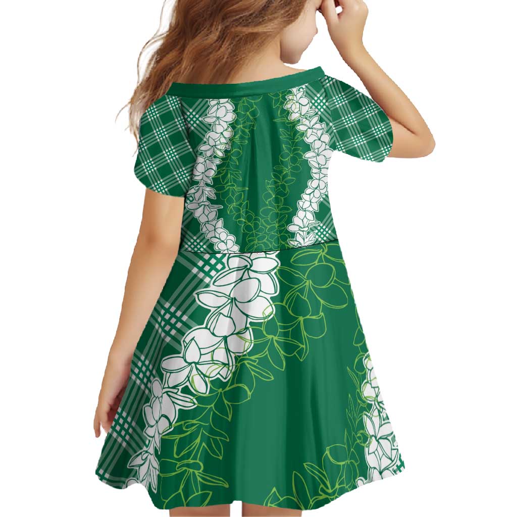 Hawaii Aloha Plumeria Lei Green Palaka Family Matching Off Shoulder Maxi Dress and Hawaiian Shirt LT7 - Polynesian Pride