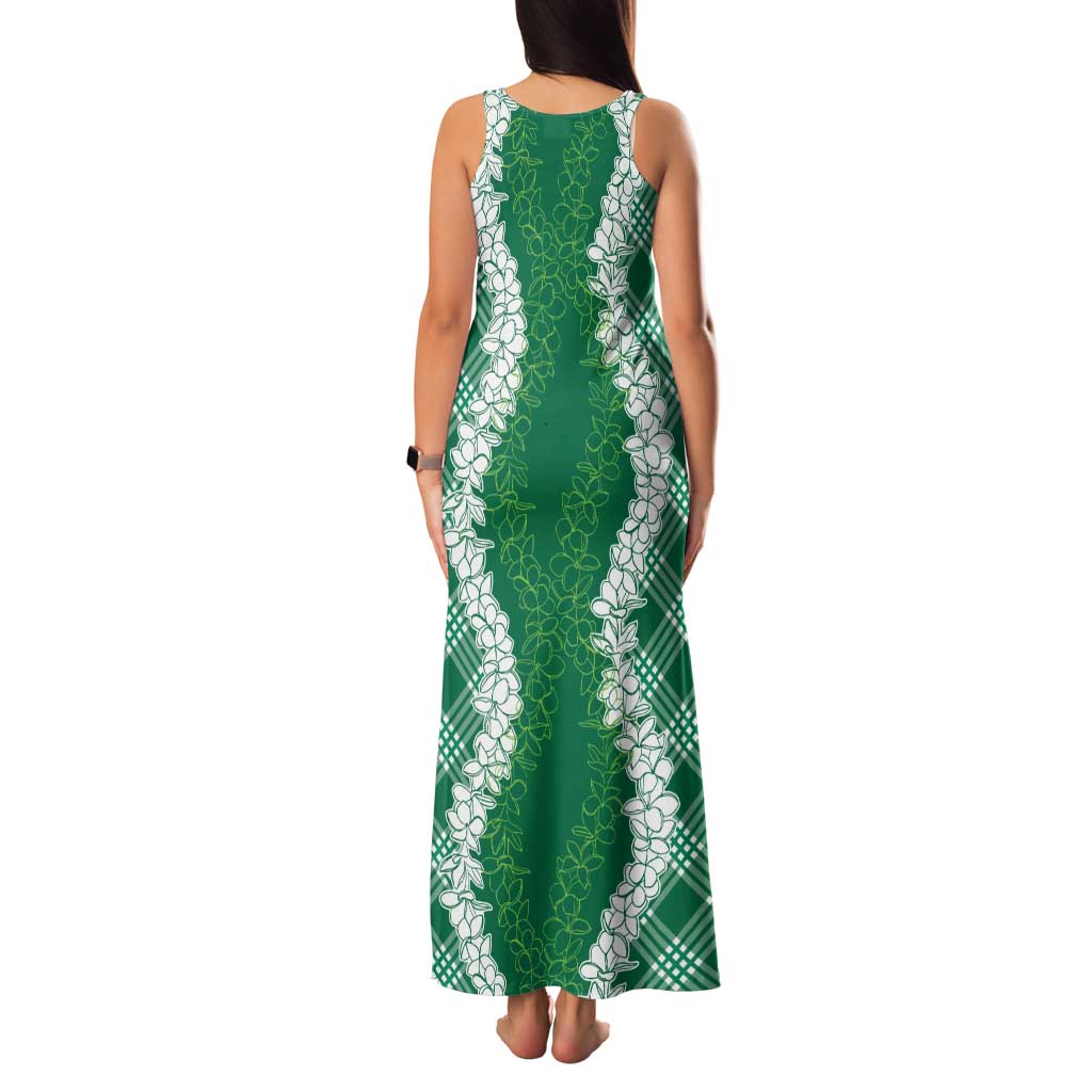 Hawaii Aloha Plumeria Lei Green Palaka Family Matching Tank Maxi Dress and Hawaiian Shirt LT7 - Polynesian Pride