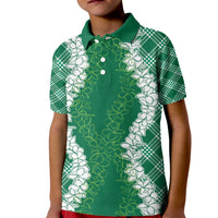 Hawaii Aloha Plumeria Lei Green Palaka Kid Polo Shirt LT7 Kid Green - Polynesian Pride