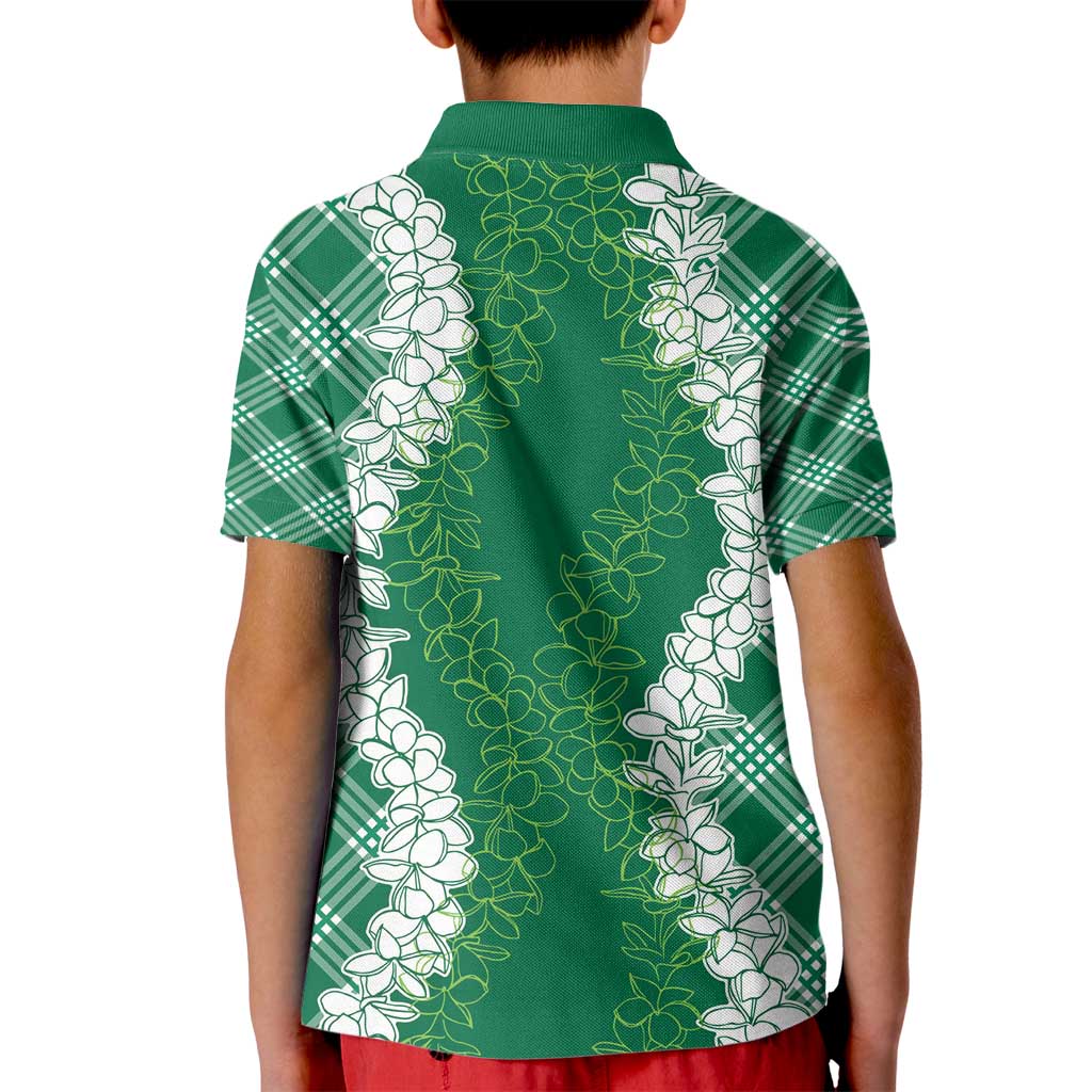 Hawaii Aloha Plumeria Lei Green Palaka Kid Polo Shirt LT7 - Polynesian Pride