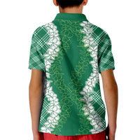 Hawaii Aloha Plumeria Lei Green Palaka Kid Polo Shirt LT7 - Polynesian Pride