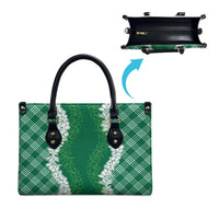 Hawaii Aloha Plumeria Lei Green Palaka Leather Bag - Polynesian Pride