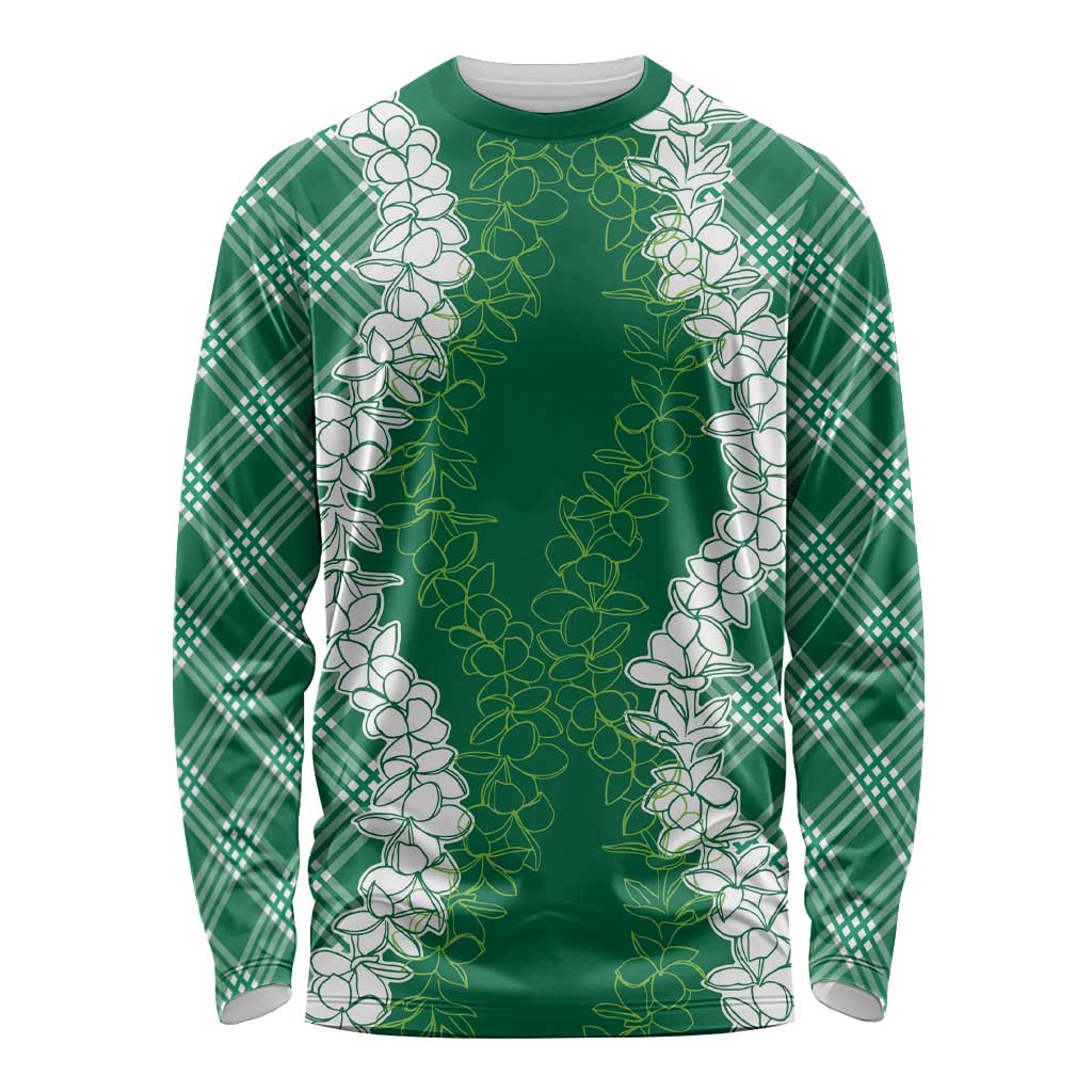 Hawaii Aloha Plumeria Lei Green Palaka Long Sleeve Shirt - Polynesian Pride