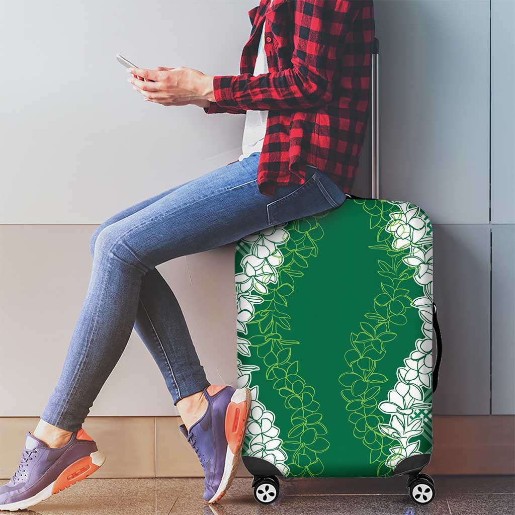 Hawaii Aloha Plumeria Lei Green Palaka Luggage Cover - Polynesian Pride