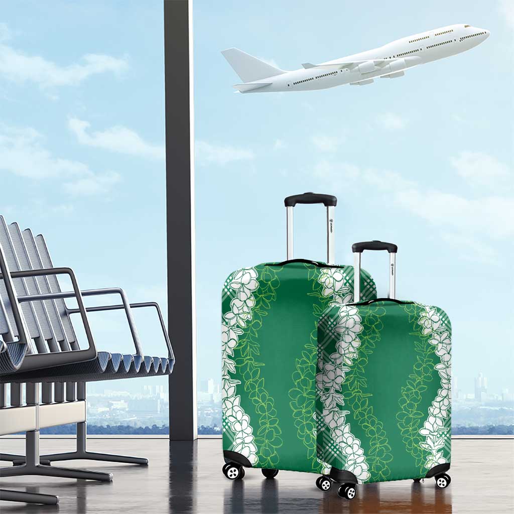 Hawaii Aloha Plumeria Lei Green Palaka Luggage Cover - Polynesian Pride