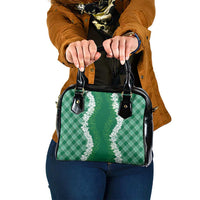 Hawaii Aloha Plumeria Lei Green Palaka Shoulder Handbag - Polynesian Pride