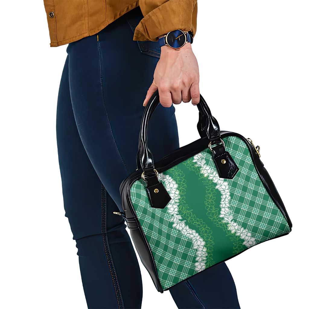 Hawaii Aloha Plumeria Lei Green Palaka Shoulder Handbag - Polynesian Pride