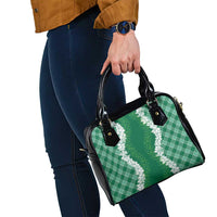 Hawaii Aloha Plumeria Lei Green Palaka Shoulder Handbag - Polynesian Pride