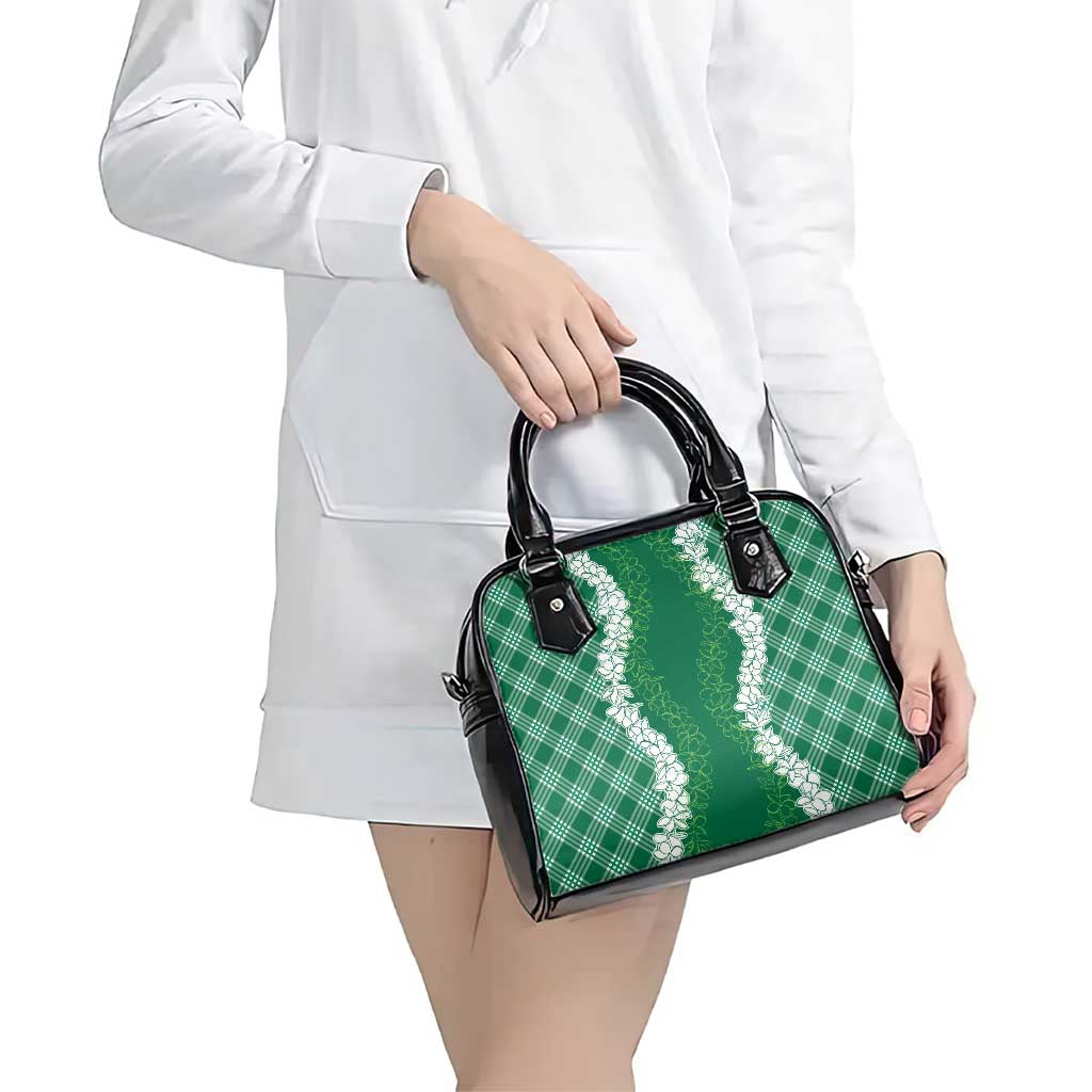 Hawaii Aloha Plumeria Lei Green Palaka Shoulder Handbag - Polynesian Pride