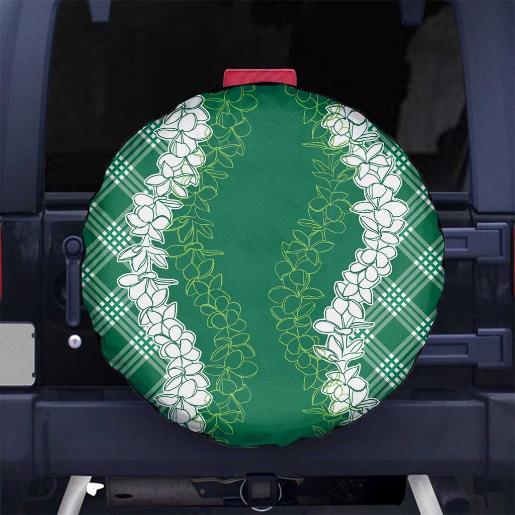 Hawaii Aloha Plumeria Lei Green Palaka Spare Tire Cover LT7 No hole Green - Polynesian Pride