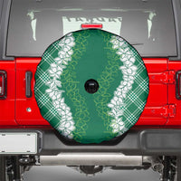Hawaii Aloha Plumeria Lei Green Palaka Spare Tire Cover LT7 - Polynesian Pride