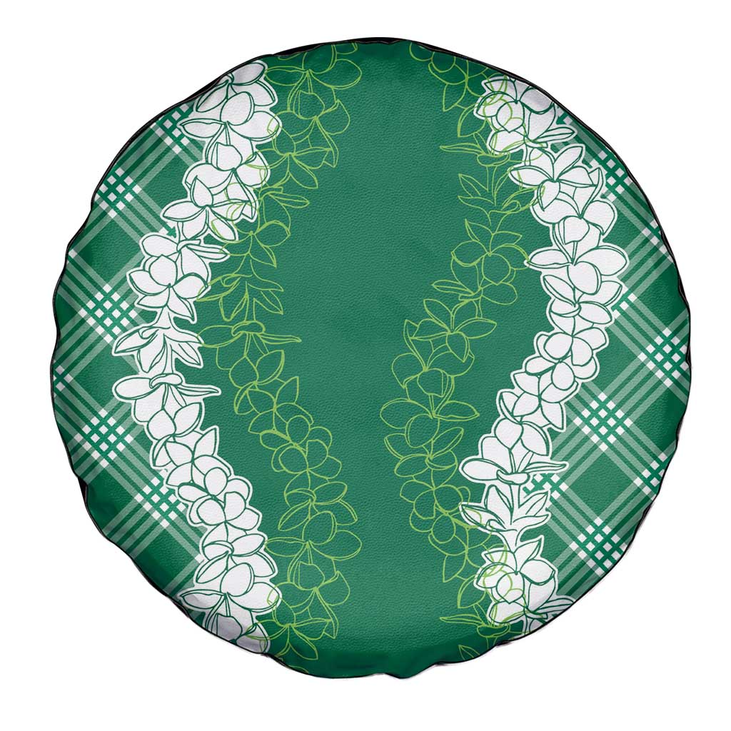 Hawaii Aloha Plumeria Lei Green Palaka Spare Tire Cover LT7 - Polynesian Pride