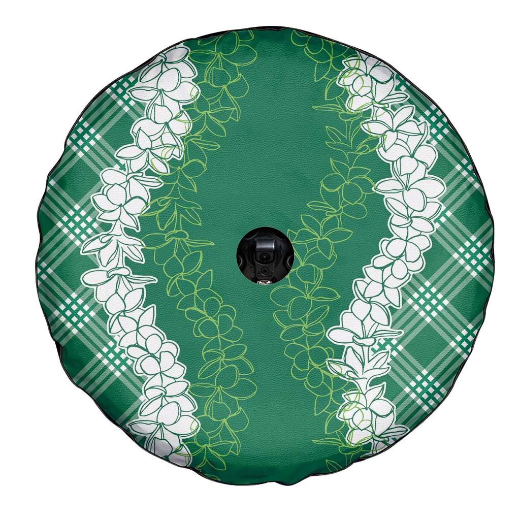 Hawaii Aloha Plumeria Lei Green Palaka Spare Tire Cover LT7 - Polynesian Pride