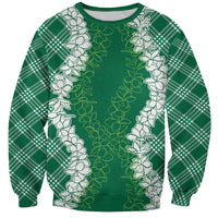 Hawaii Aloha Plumeria Lei Green Palaka Sweatshirt - Polynesian Pride