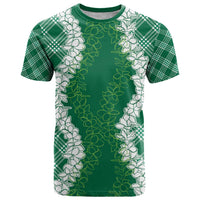 Hawaii Aloha Plumeria Lei Green Palaka T Shirt - Polynesian Pride