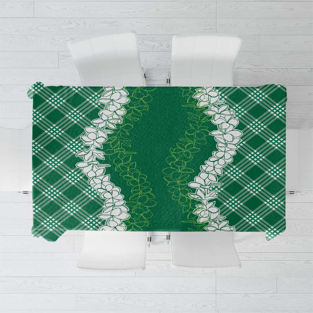 Hawaii Aloha Plumeria Lei Green Palaka Tablecloth - Polynesian Pride