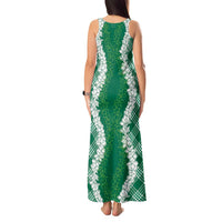Hawaii Aloha Plumeria Lei Green Palaka Tank Maxi Dress LT7 - Polynesian Pride
