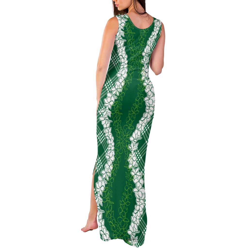 Hawaii Aloha Plumeria Lei Green Palaka Tank Maxi Dress LT7 - Polynesian Pride