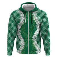 Hawaii Aloha Plumeria Lei Green Palaka Zip Hoodie LT7 Zip Hoodie Green - Polynesian Pride