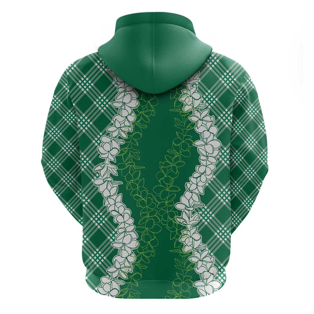 Hawaii Aloha Plumeria Lei Green Palaka Zip Hoodie LT7 - Polynesian Pride