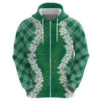 Hawaii Aloha Plumeria Lei Green Palaka Zip Hoodie LT7 - Polynesian Pride