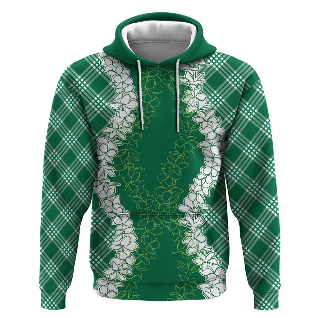 Hawaii Aloha Plumeria Lei Green Palaka Zip Hoodie LT7 Pullover Hoodie Green - Polynesian Pride